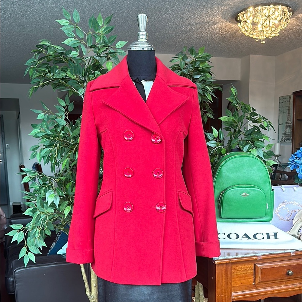 XS -Small British Red Double-Breasted Coat Kate Middleton Style